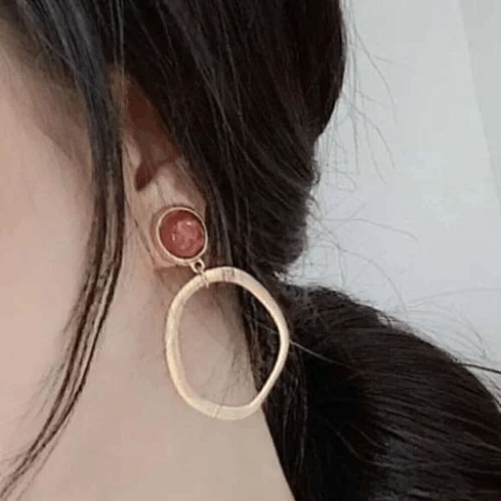 Brown Gold Circle Hoop Earrings 15$